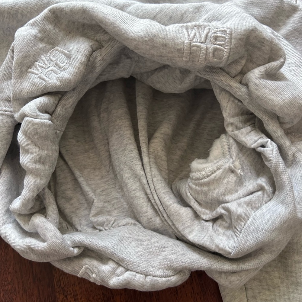 Alexander Wang All Over Logo Embroidery Monogram Turtleneck Sweatshirt Crop Top - Picture 16 of 17